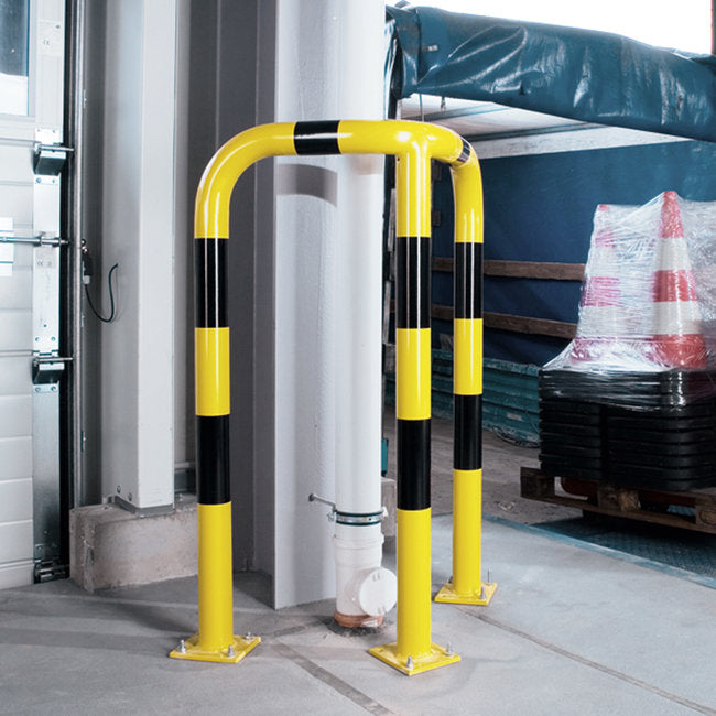 Hoge beschermbeugel voor buiten, geel - zwart, hoogte 120 cm