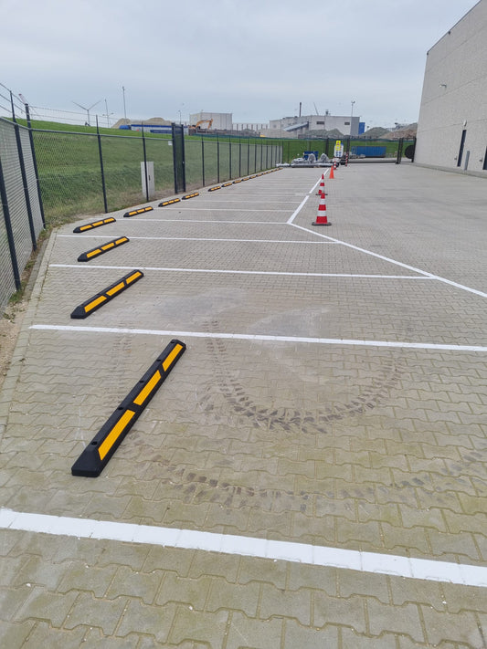 Varkensrug rubber zwart-geel, lengte 180 cm
